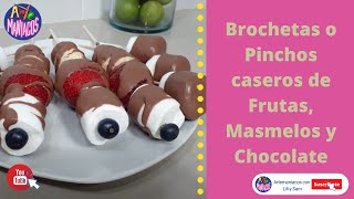 Brochetas de Fruta cubiertas de Chocolate [upl. by Tolmach]