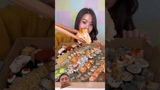 Makan ratusan sushi mukbang makansushi sushi sushiindonesia eating sushimurah eatingshow [upl. by Enois]