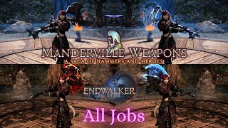 All Manderville Relic Weapons All Jobs  All Stages  FFXIV Endwalker [upl. by Adnamal]