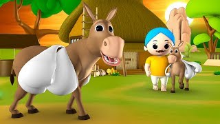 Aalsi Gadha 3D Animated Hindi Moral Stories for Kids आलसी गधा हिन्दी कहानी Tales Lazy Donkey Story [upl. by Selig]