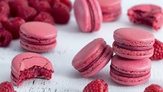 Raspberry Macarons  Italian Meringue Method [upl. by Maurene299]