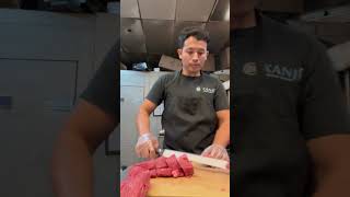 Filet cutting style for habachi  shorts habachi filetmignon steakhouse [upl. by Janean]