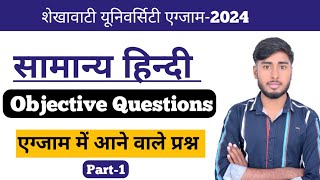 सामान्य हिन्दीShekhawati University ba 1st year general Hindi objective question2024 [upl. by Hunt]