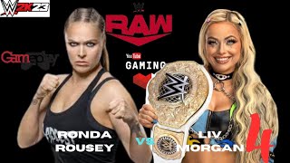 Ronda Rousey vs Liv Morgan 4  Raw  WWE2K23 Gameplay rondarousey livmorgan wwe wwe2k23game [upl. by Erasme990]