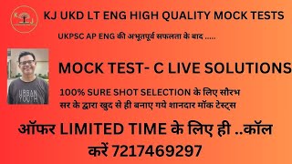 UKD LT ENG MOCK TEST C SOLUTIONS I DISCOUNT ONLY FOR VERY LIMITED TIME I CALL 7217469297 [upl. by Gill]