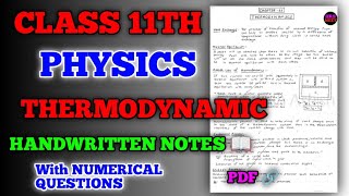 Class 11th Physics Chapter 12  THERMODYNAMICS  Handwritten Notes for Neet [upl. by Shellie788]