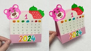 Cách Làm Lịch Để Bàn Gấu Dâu Bằng Giấy trang trí bàn học  How to make a cute desk calendar [upl. by Dwaine200]