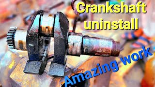 Crank shaft uninstall China diesel engine repair [upl. by Llenal]