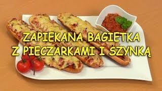 Zapiekana bagietka z pieczarkami i szynką👌 Smakkujawpl [upl. by Gaughan]