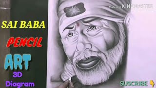 Sai Baba ki 3D Art  By hand  Diagram  Pencil Art [upl. by Agnes768]