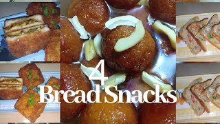 4 Bread Snacksbread omlettebreadbanana rollbread boxbread gulab jamun [upl. by Teri314]