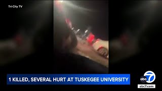 Tuskegee University shooting Cellphone video shows students taking cover [upl. by Eelirrem]