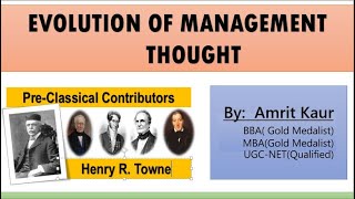 Evolution of Management Thought  Pre classical Contributors  Andrew Ure  Dupin  Henry Towne [upl. by Reel324]