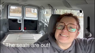 Living in my van  Build series Part 1 I got the seats out and made window covers vanlife build [upl. by Sandler]