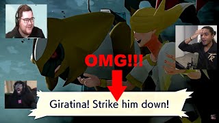 Poketubers React to Giratina Cutscene in Pokemon Legends Arceus [upl. by Llertnek]