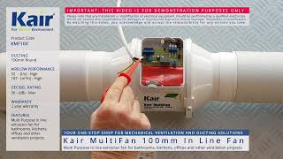 Kair MultiFan 100mm In Line Fan  Speed [upl. by Alanson848]