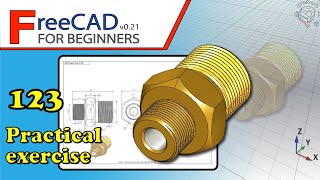 FreeCAD 021 Beginners tutorial practical exercise 123 PartDesign Fasteners Part [upl. by Ahsiyn]