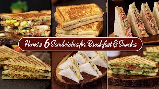 6 Unique Sandwich Combinations  Delicious Sandwich Recipes for Breakfast amp Snacks  Bread Recipes [upl. by Denver]