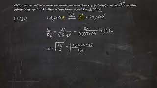 878 Oblicz stężenie kationów wodoru w roztworze kwasu etanowego octowego o stężeniu 01 moldm³ [upl. by Enymzaj]