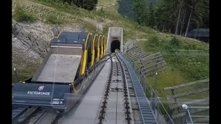 Worlds steepest funicular 477° Stoosbahn Switzerland [upl. by Mosnar]