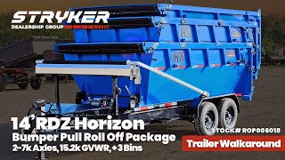 39 Yard Roll Off Package  14 Bumper Pull 2 7K Axles 3 Bins 4 Walls  Blue [upl. by Kila]