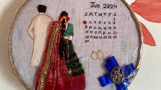 how to make drawing embroidery🪡 design wedding calendar 📆 drawing embroidery artsketch youtuber [upl. by Kristianson]