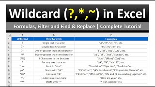 Wildcard in Microsoft Excel Use in Formulas Filters and Find amp Replace  Complete tutorial [upl. by Namor21]