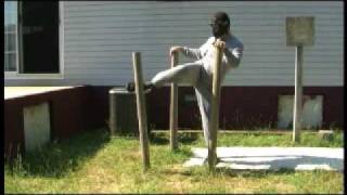 Wing Chun Kick Training TriPole Dummy Part  2 Buhn Jee Jong [upl. by Ainocal705]