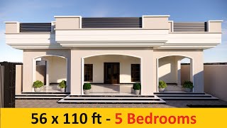 Single story house design  5 Bedrooms  Modern house design  Village House design [upl. by Dodi]