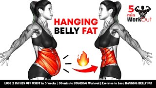 LOSE 2 INCHES OFF WAIST in 5 Weeks ➜ 30minute STANDING Workout  Exercise to Lose HANGING BELLY FAT [upl. by Laktasic]