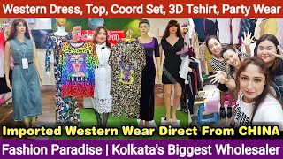 Imported Western Dress Coord Set Crop Top 3D Tshirt Sequin Party Wear Wholesaler in Kolkata [upl. by Engelhart]