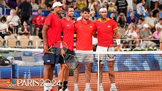 Rajeev Ram and Austin Krajicek DEFEAT Carlos Alcaraz and Rafael Nadal  Paris Olympics  NBC Sports [upl. by Nytsrik]