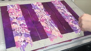 Purple Triptych Abstract Acrylic Painting using Masking Tape [upl. by Anni]