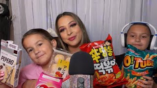 ASMR mukbang with kids 👩‍👧‍👦😋 [upl. by Nawaj79]