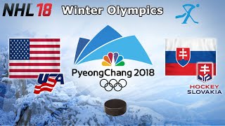 Winter Olympics 2018  USA vs Slovakia  Group B  NHL 18 [upl. by Achilles119]