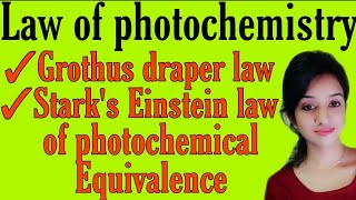 Law of photochemistry grothus draper law stark einsteins law of photochemical equivalence [upl. by Ballman1]