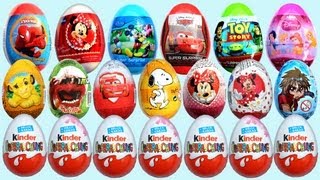 24 Surprise Eggs Kinder Surprise Mickey Mouse Minnie Mouse Cars 2 Disney Pixar [upl. by Padraig]