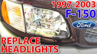 How To Replace Headlights 19972003 Ford F150 Step by Step No Tools Required [upl. by Schaumberger]