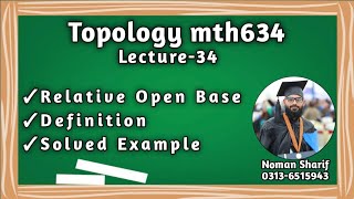 Relative open base  mth634 short lecture  topology lecture in hindi [upl. by Pierce]