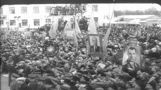 Soviet Union crowd celebrates cosmonaut Yuri Gagarin in Moscow following his succHD Stock Footage [upl. by Jonette971]