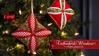 How to Make the Cathedral Window Christmas Ornaments Tutorial  a Shabby Fabrics Tutorial [upl. by Ardnassac841]