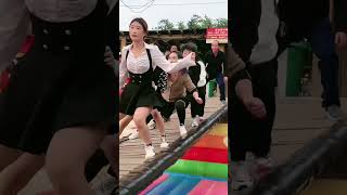 swing bridge game  swinging bridge game  funny game  swinging bridge funny video  shorts [upl. by Chryste273]