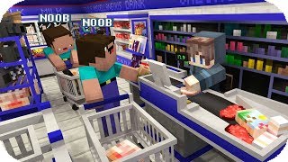 2 NOOB VAN AL NUEVO SUPERMERCADO DE LOS ALDEANOS MINECRAFT TROLL [upl. by Gnni]