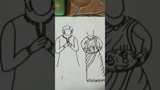 durgapuja special draw simple draw of couple with durgapuja aagamoni short easy viralytvideo [upl. by Nidnal]