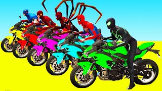 SPIDERMAN COLOR with MOTORBIKES PARKOUR CHALLENGE GTA 5 SUPERHEROES [upl. by Apollus]