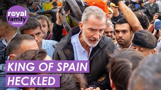 King of Spain Heckled by MudThrowing Crowds in FloodHit Area [upl. by Imogene]