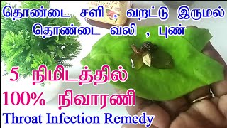 தொண்டை சளி  வறட்டு இருமல்  கரகரப்பு  தொண்டை வலி நீங்க மருந்துThroat Infection Home Remedy Tamil [upl. by Jagir903]