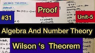 Algebra And Number Theory  31  Wilsons Theorem Proof  Tamil [upl. by Liahus406]