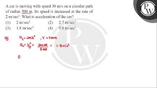 A car is moving with speed 30 ms on a circular path of radius 500 m Its speed is increased at [upl. by Anemolihp]