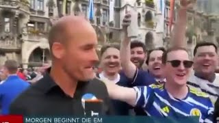 SCOTLAND FAN FLASHES GERMAN TV REPORTER IN MUNICH [upl. by Gervais]